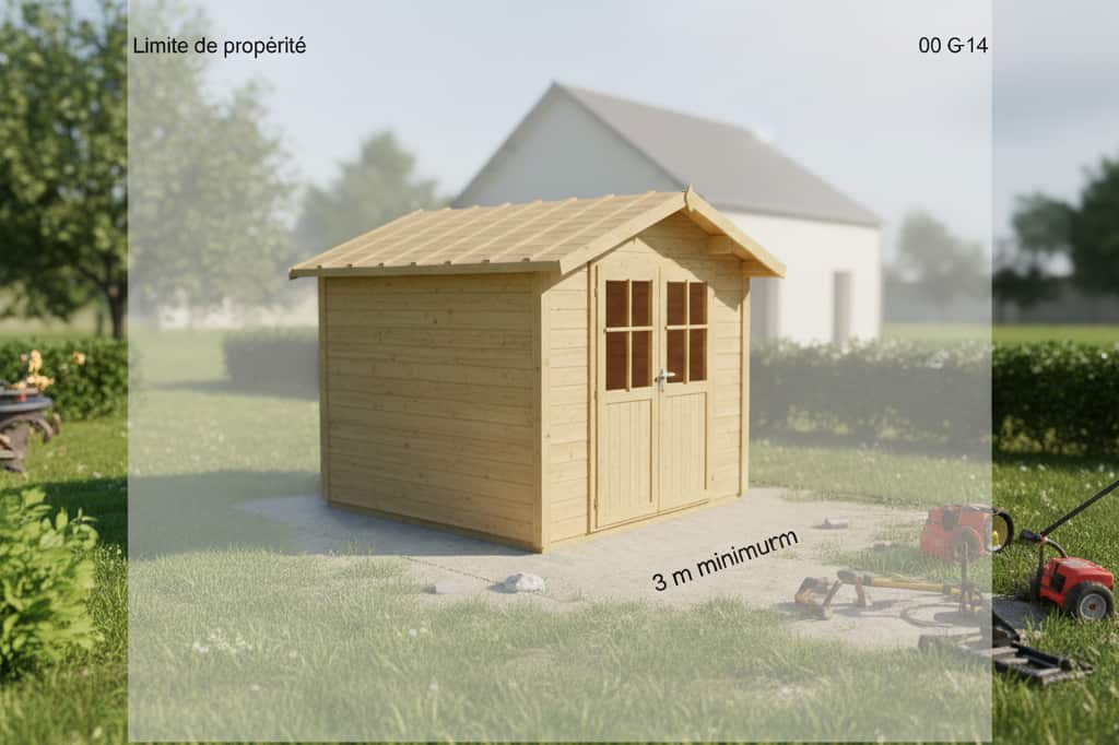 3D abri de jardin plan de masse respect des reculs PLU