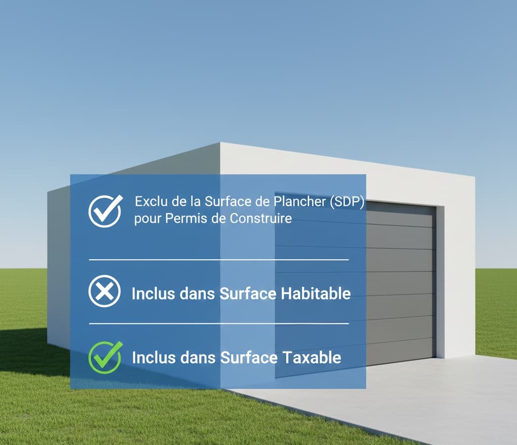 3D garage clos local couvert surface de plancher exclue