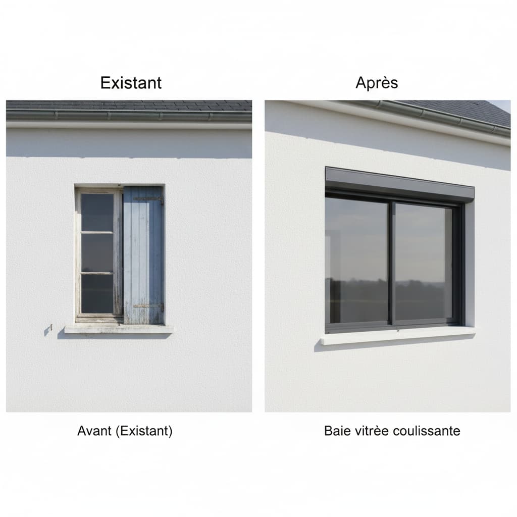 3D modification façade création baie vitrée changement esthétique