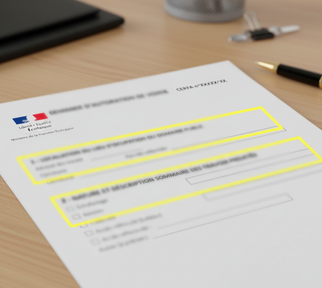 formulaire cerfa autorisation de voirie première page travaux domaine public