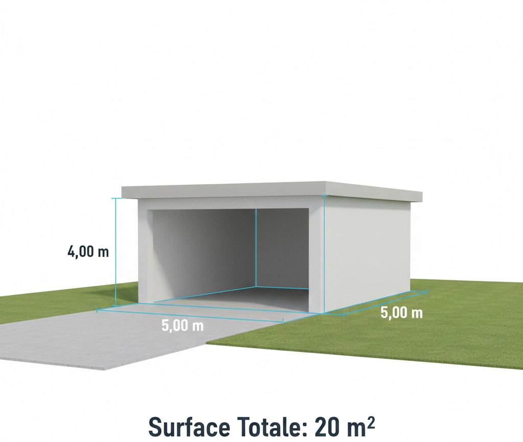 3D garage indépendant surface 20m2 dimension typique