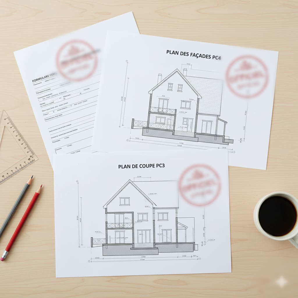 plan de coupe 2D surélévation