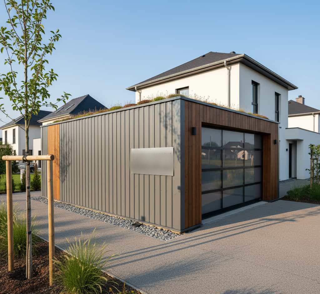 rendu 3D garage accolé 35m2 en zone PLU déclaration préalable autorisée moins de 40m2