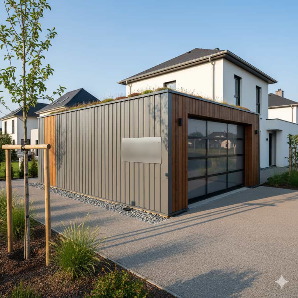 rendu 3D garage accolé 35m2 en zone PLU déclaration préalable autorisée moins de 40m2