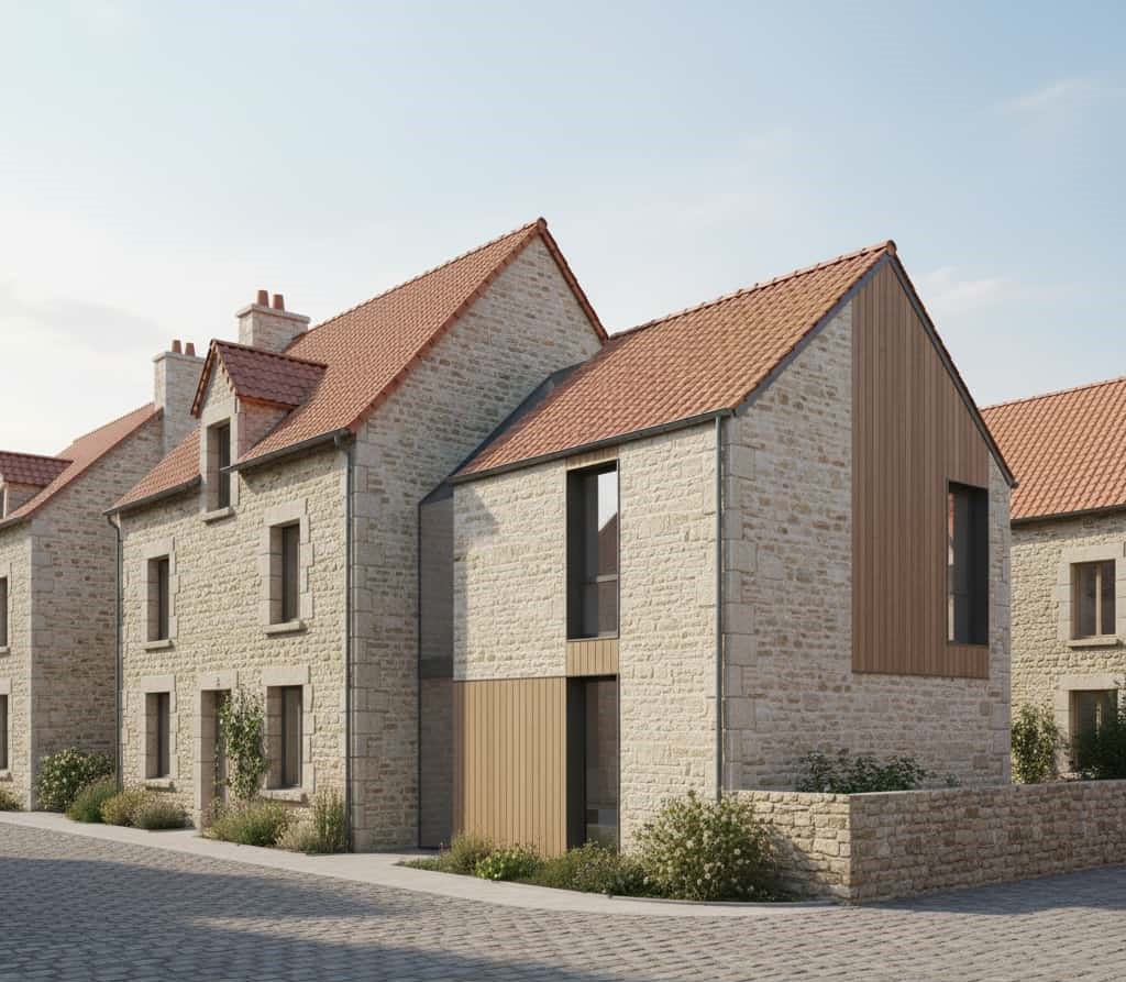 rendu 3D intégration architecturale projet moderne en zone ABF périmètre protégé