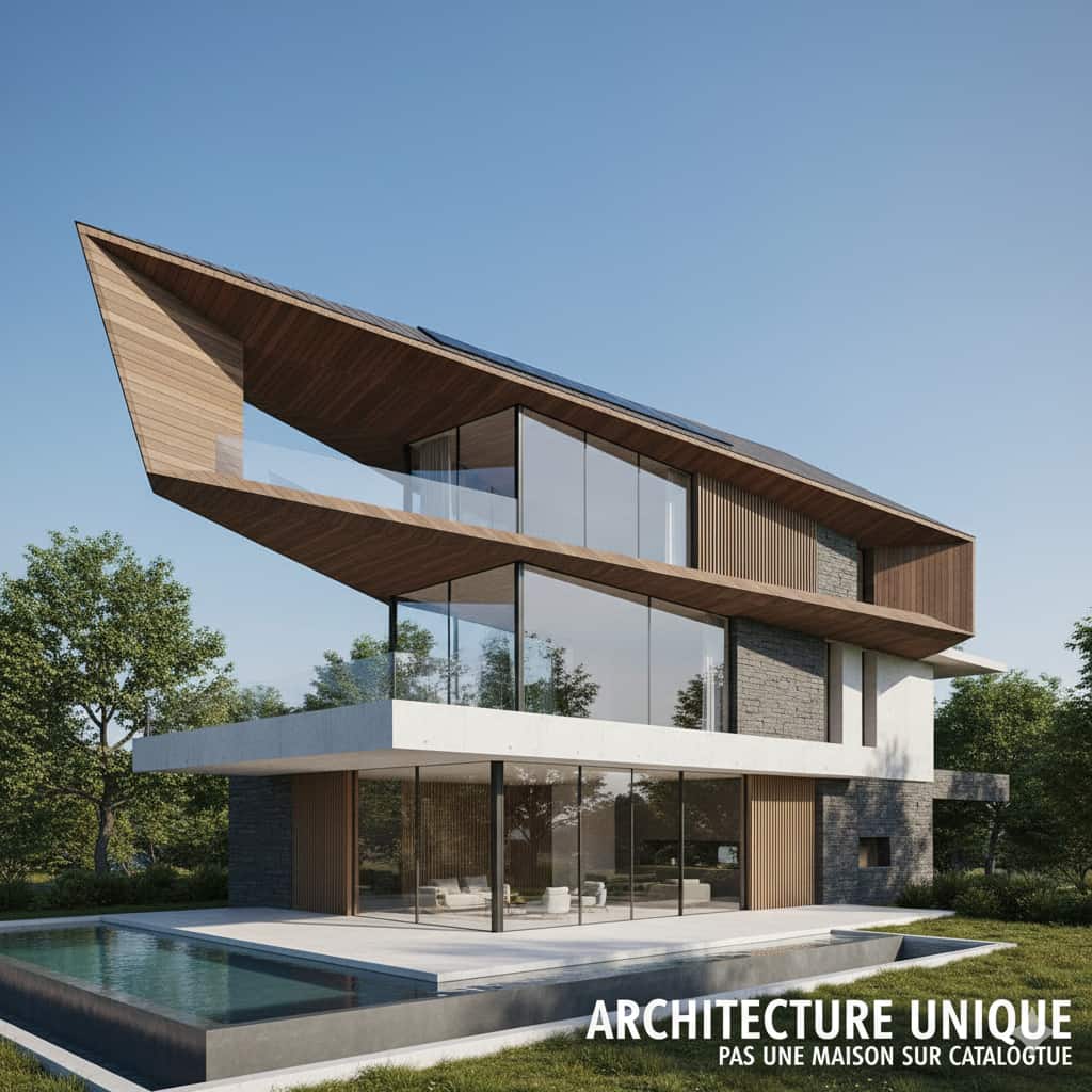 rendu 3D maison d'architecte design moderne sur mesure et unique