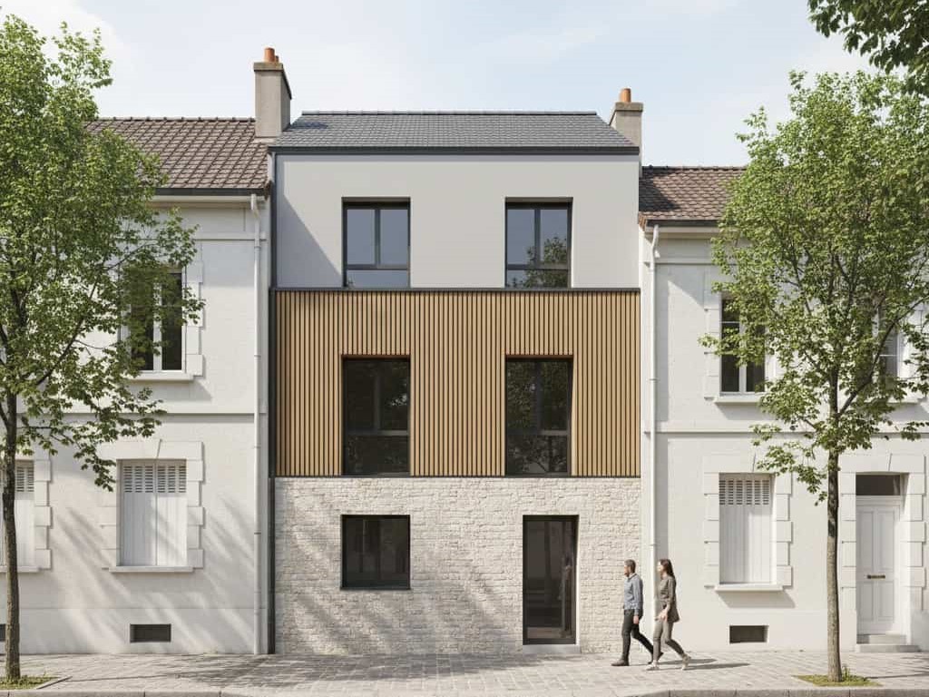 image réaliste PCMI 12 insertion paysagère vue de rue avec personnes