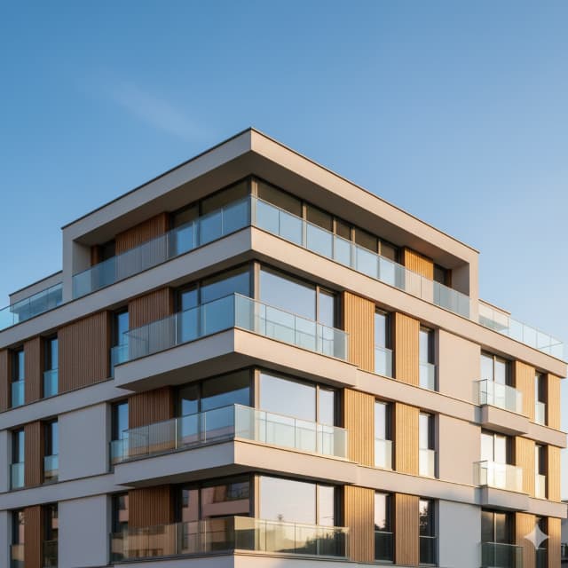 Immeuble avec attique en retrait et grandes terrasses périphériques illustrant la définition architecturale d’un attique.