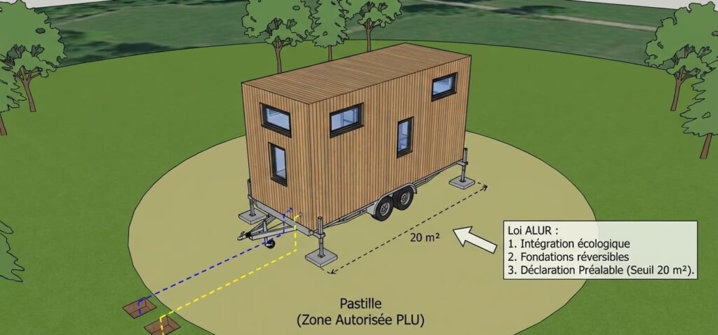 3D installation tiny house terrain loi ALUR déclaration préalable