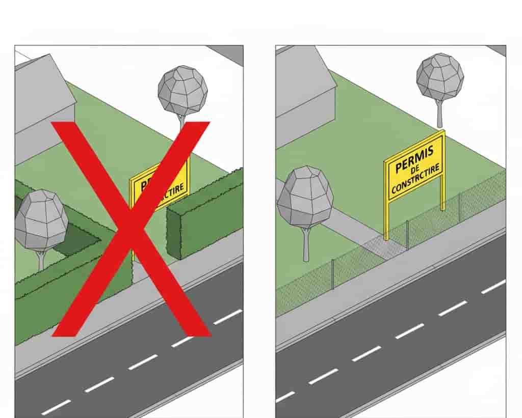 3D erreur affichage panneau masqué par une haie