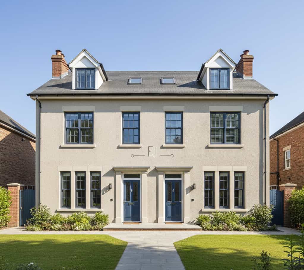 Maison divisée en deux appartements indépendants après transformation conforme aux règles d’urbanisme.