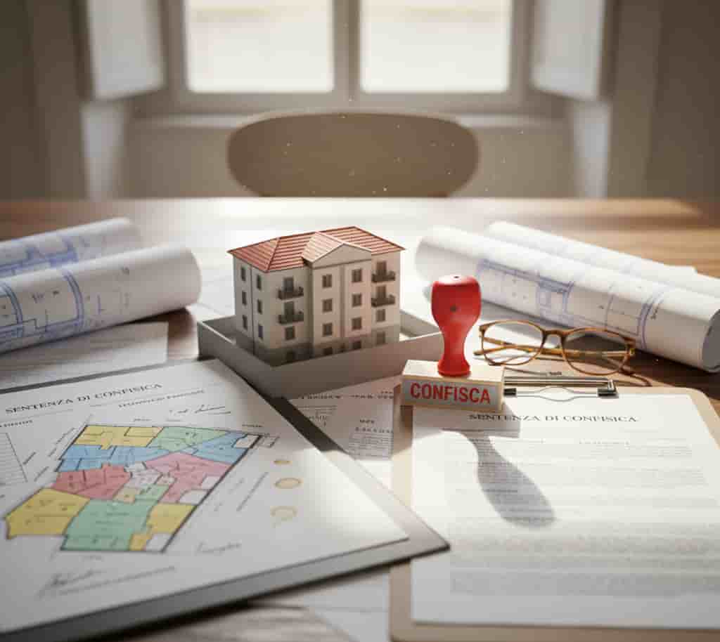 Documents judiciaires et plan urbanistique pour la démolition de constructions mafieuses en Italie