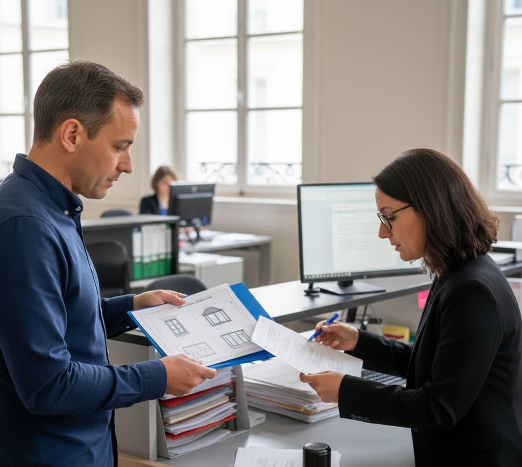 Propriétaire déposant une déclaration préalable de travaux pour remplacer une fenêtre par une baie vitrée.