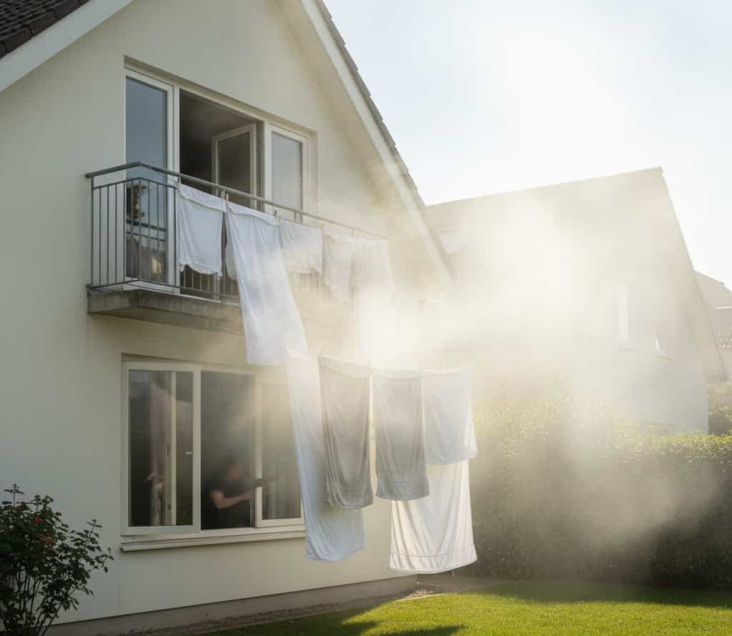 fumée de barbecue voisin entrant par une fenêtre et salissant le linge