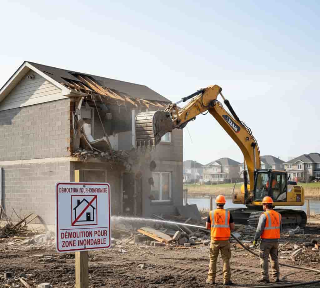 Démolition partielle d’une maison construite illégalement en zone inondable sur ordre de la mairie