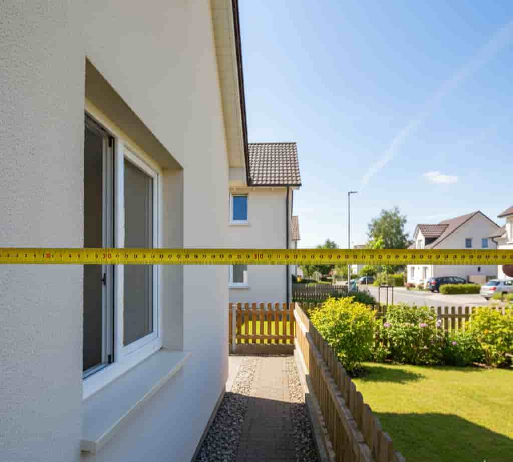 Maison avec fenêtre nouvellement percée montrant la distance minimale à la limite de propriété