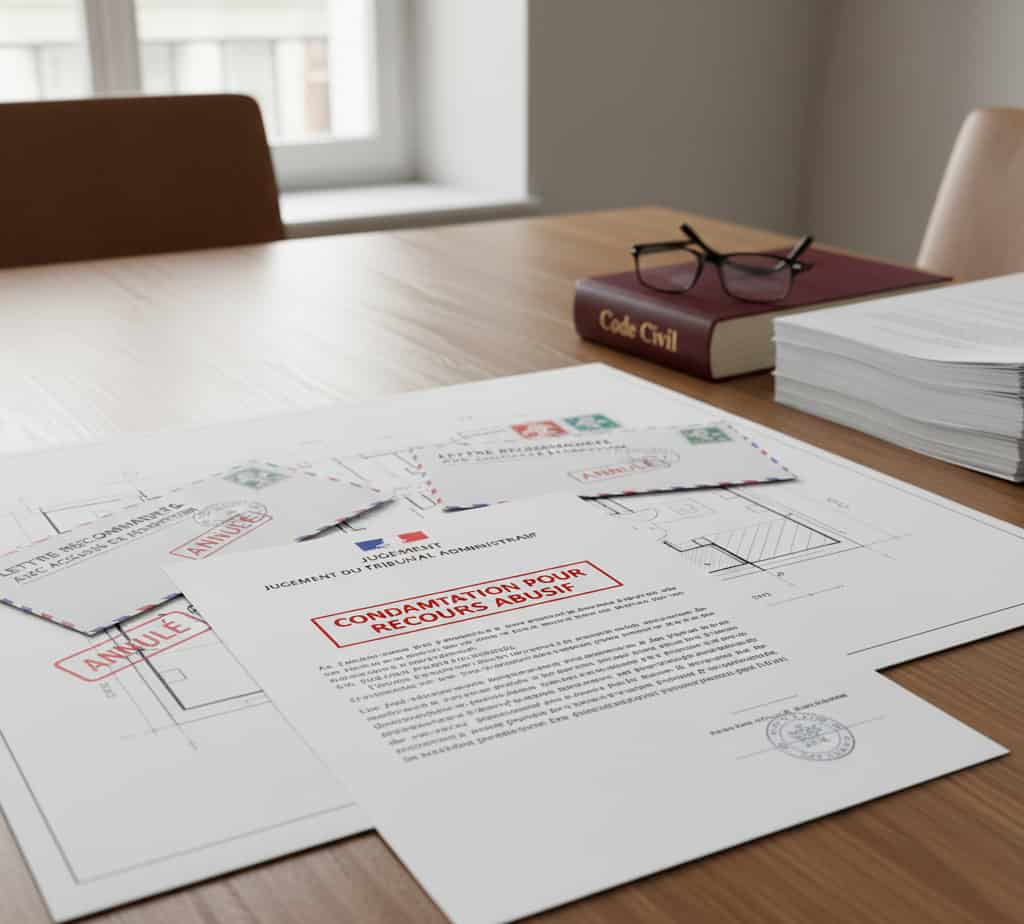 Document de condamnation pour recours abusif en matière d’urbanisme avec les références de l’article L.600‑7 du Code de l’urbanisme