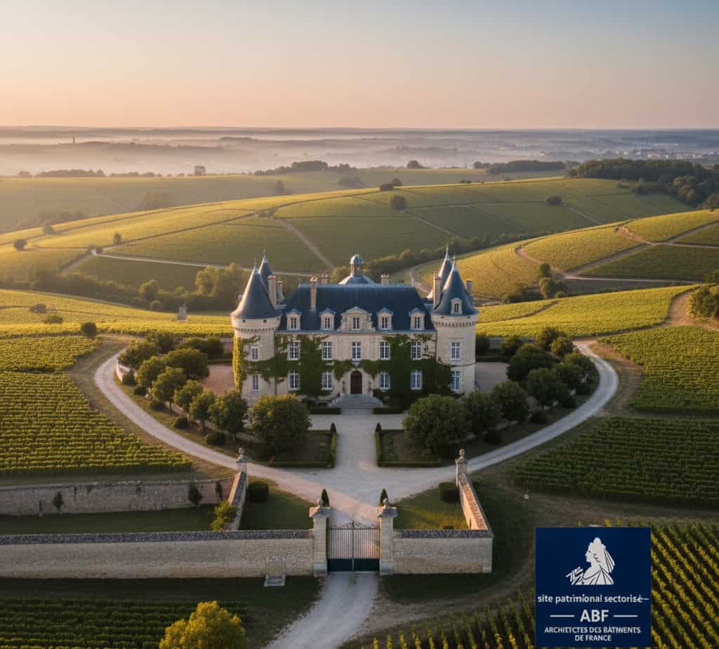 Domaine viticole historique en secteur protégé illustrant les biens de Gérard Depardieu soumis aux règles des Architectes des Bâtiments de France