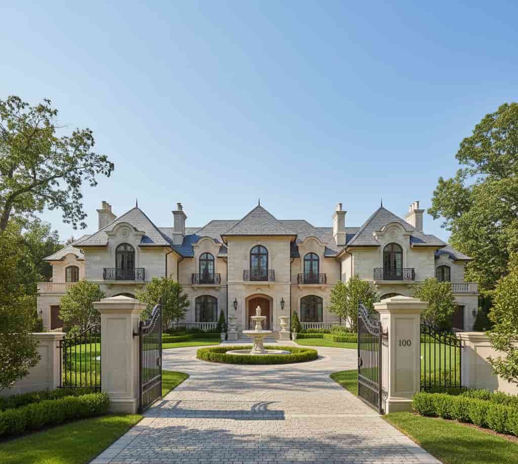 Vue réaliste de l’immense résidence The Embassy de Drake à Toronto, maison de luxe de 100 millions de dollars