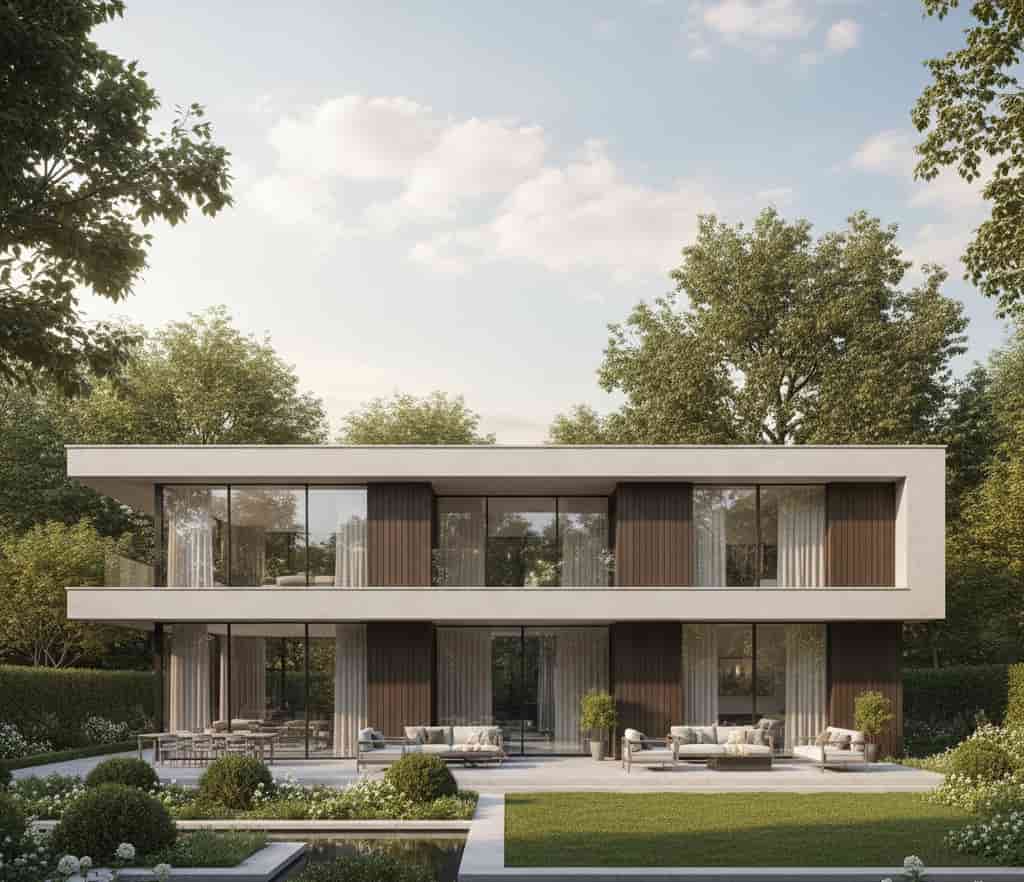 Maison d’architecte avec jardin dans l’ouest parisien, style habitation de star de la télévision française