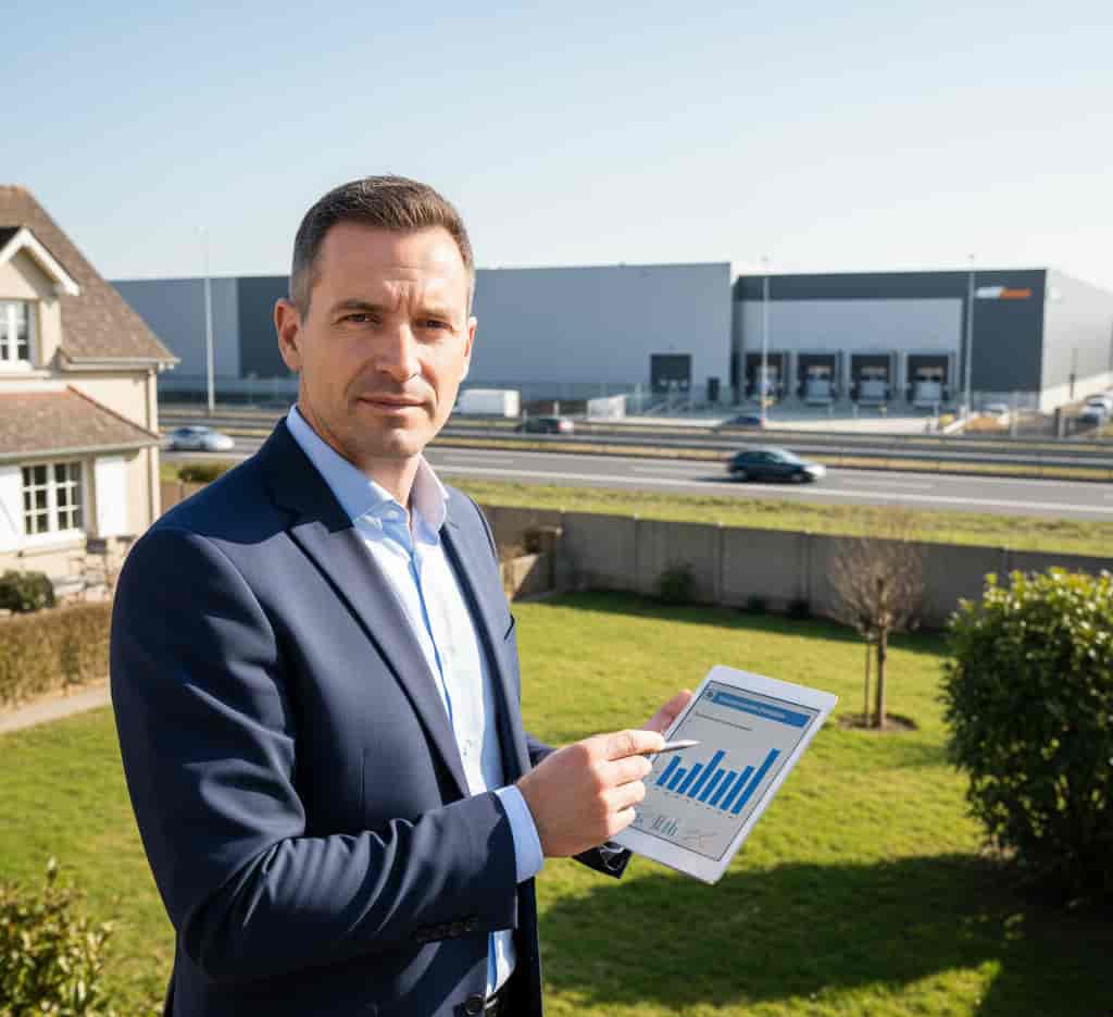 expert immobilier évaluant la perte de valeur d'une maison pour préjudice de voisinage