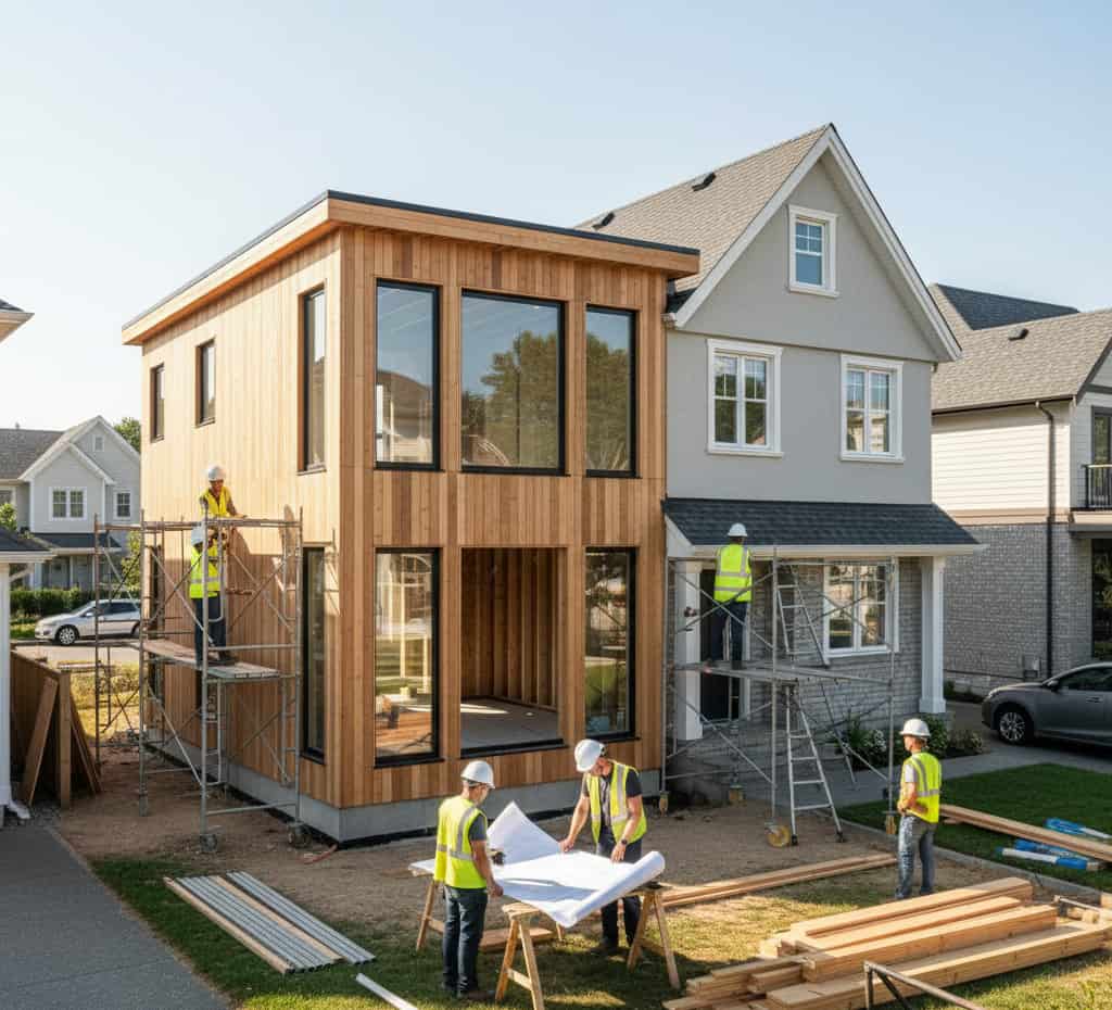 Maison en cours d’extension de 30 m² avec intégration architecturale et chantier urbain