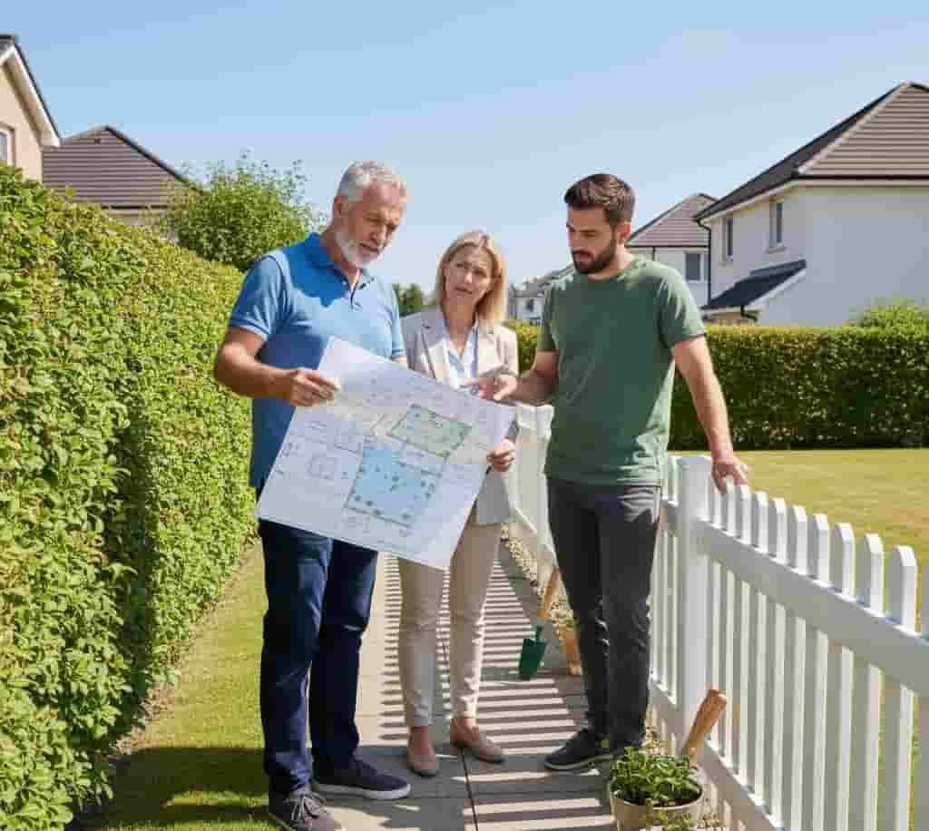 Conciliateur de justice intervenant entre voisins pour trouver une solution amiable à un litige