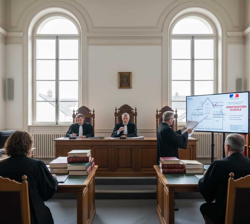 Audience au tribunal judiciaire pour un contentieux d’urbanisme avec démolition judiciaire en jeu