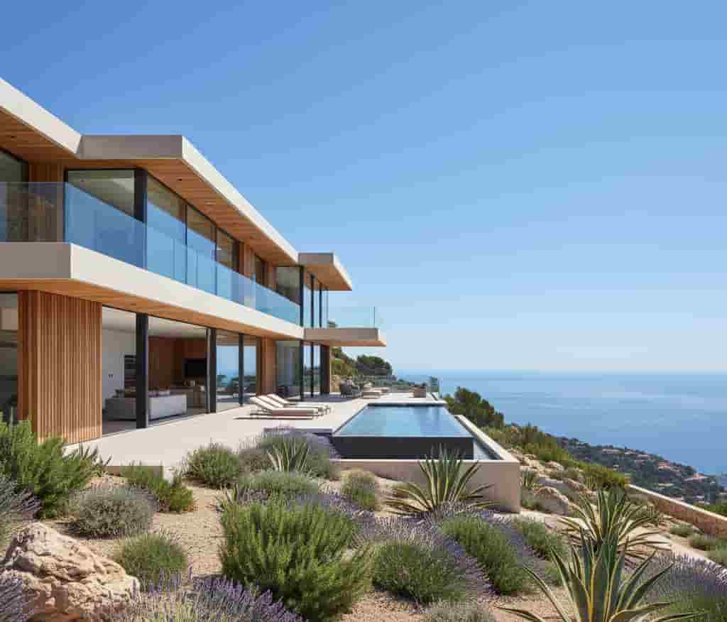 Villa contemporaine à Marseille avec larges baies vitrées et vue mer