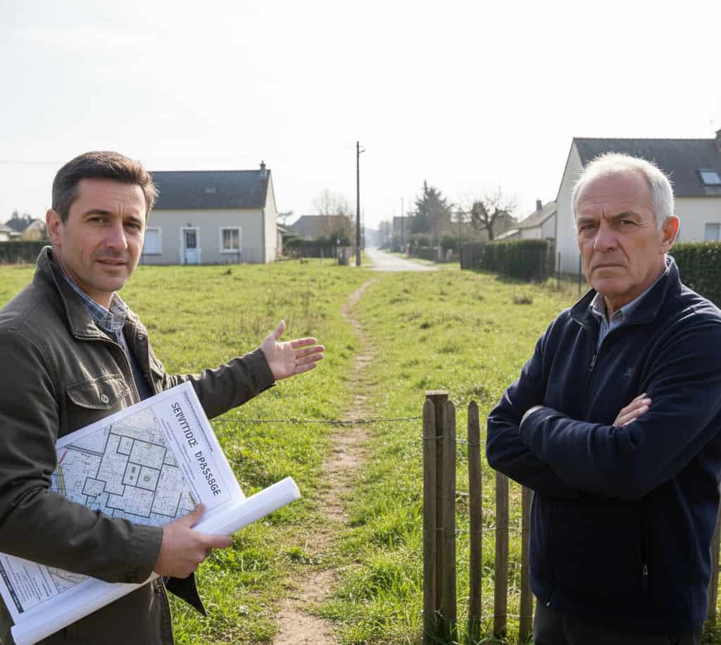 Propriétaire d’un terrain enclavé devant son voisin refusant la servitude de passage sur son terrain avec plans cadastraux