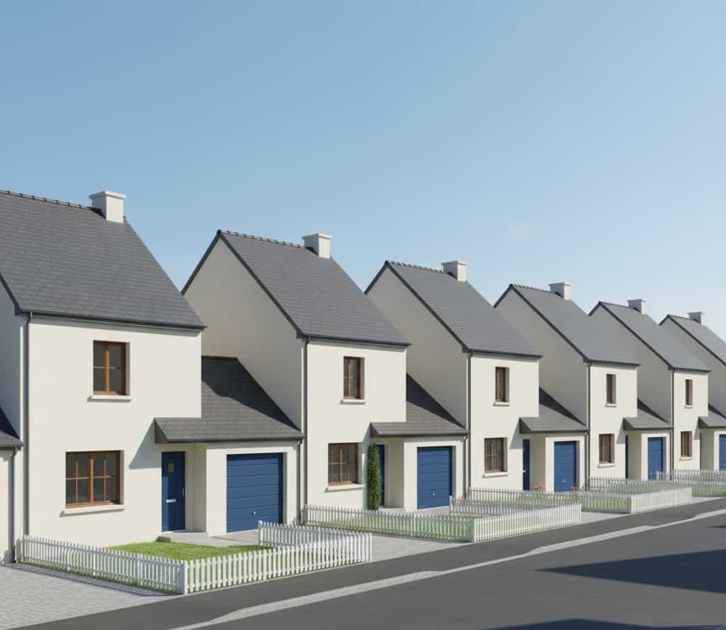 rendu 3D maisons lotissement uniformité architecturale servitude de façade