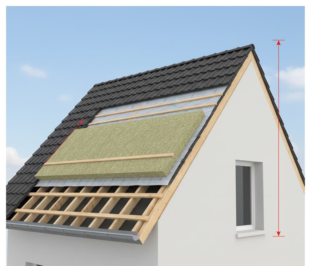 rendu 3D coupe toiture isolation par l'extérieur sarking augmentation hauteur