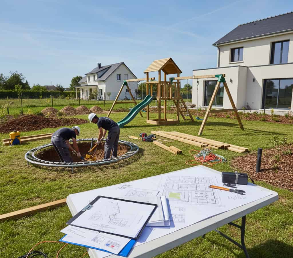 installation aire de jeux avec trampoline autorisation urbanisme déclaration préalable permis