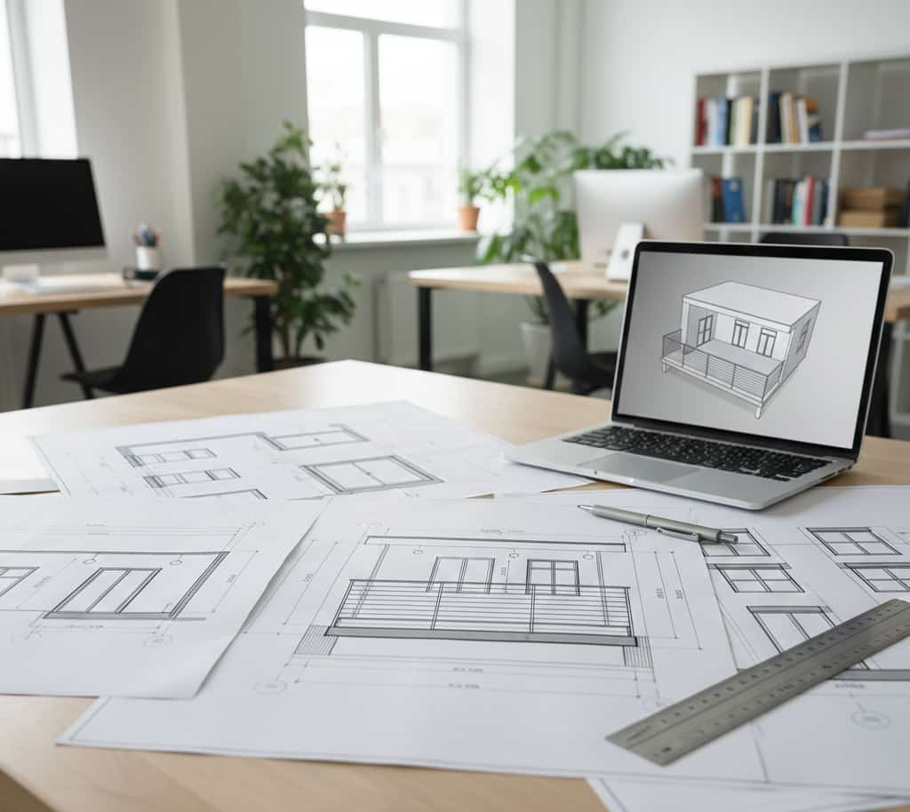 Représentation d’un garde-corps sur plan de coupe et façades pour déclaration préalable ou permis de construire