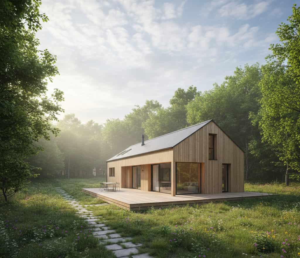 Maison écologique construite avec des matériaux biosourcés