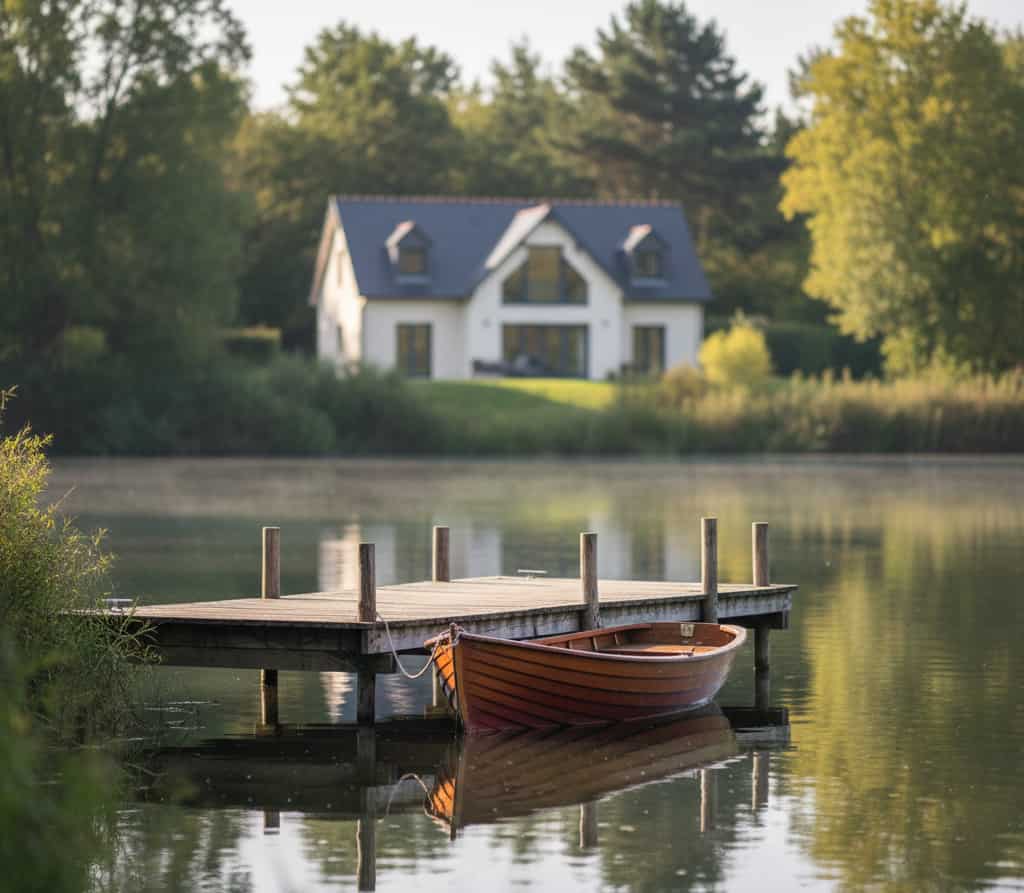 Ponton en bois en bord de lac nécessitant une déclaration préalable d’urbanisme