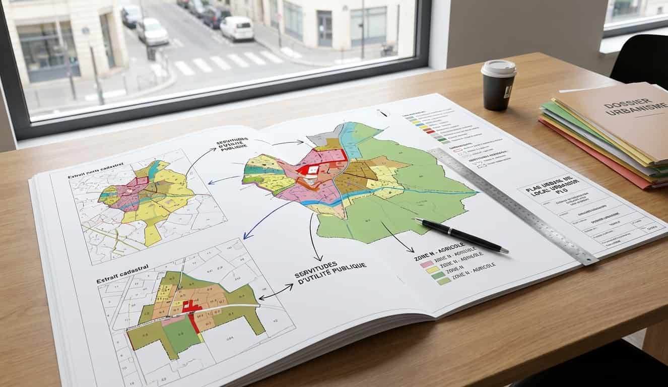 Plan local d’urbanisme avec annexes de servitudes d’utilité publique affectant l’utilisation des sols selon le Code de l’urbanisme.