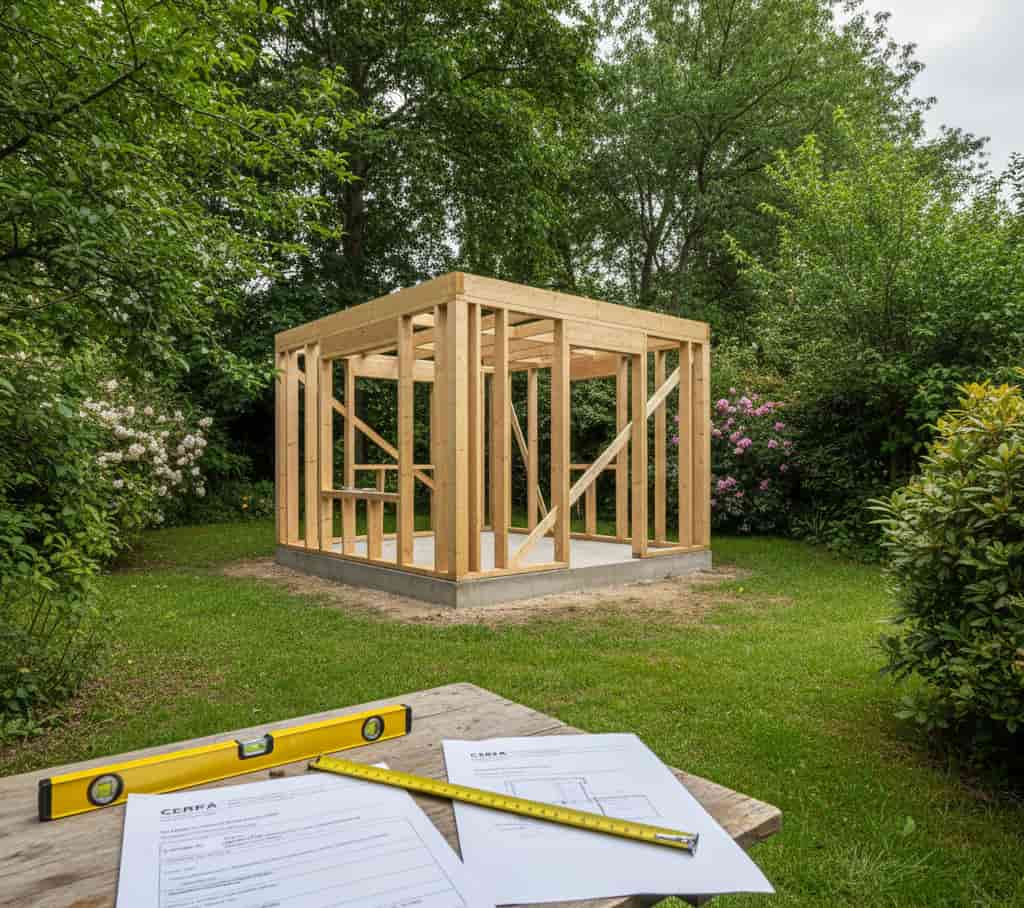 Studio de jardin en construction nécessitant une déclaration préalable ou permis de construire selon la surface habitable