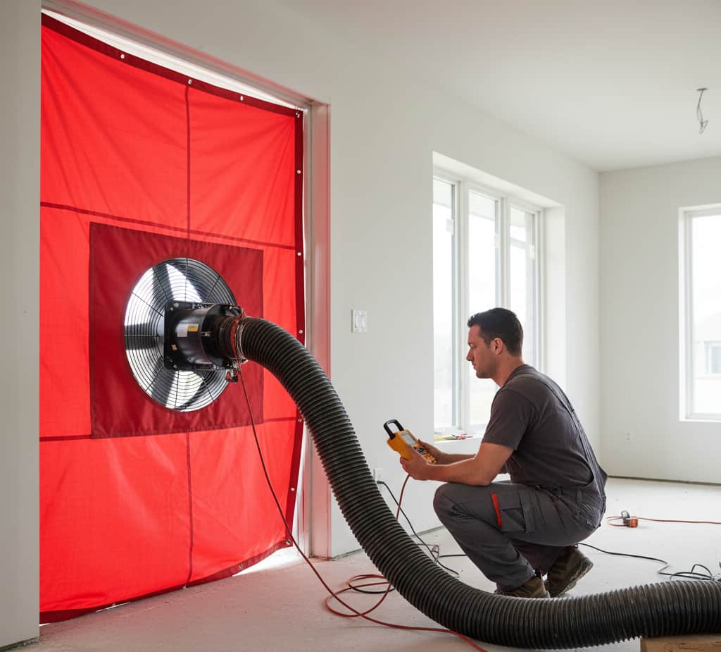 Test d’étanchéité à l’air obligatoire pour obtenir l’attestation RE2020 en fin de travaux