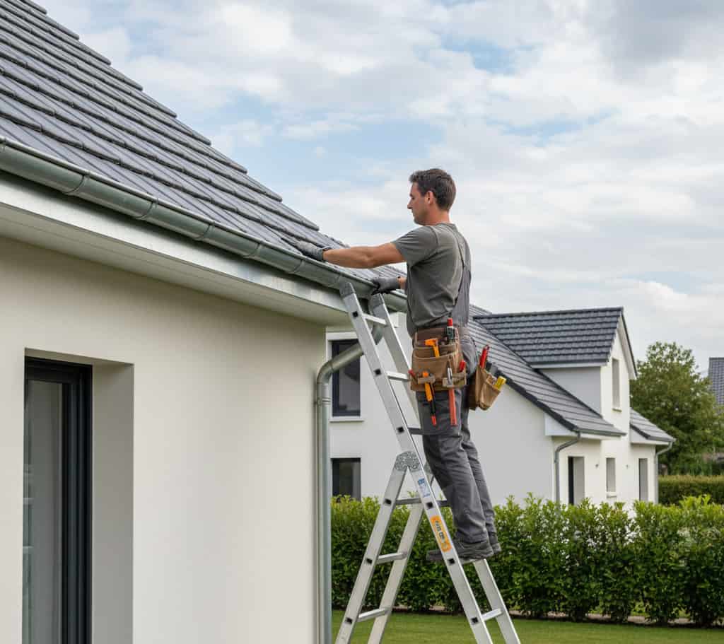 Installation de gouttières sur une maison individuelle sans déclaration préalable de travaux
