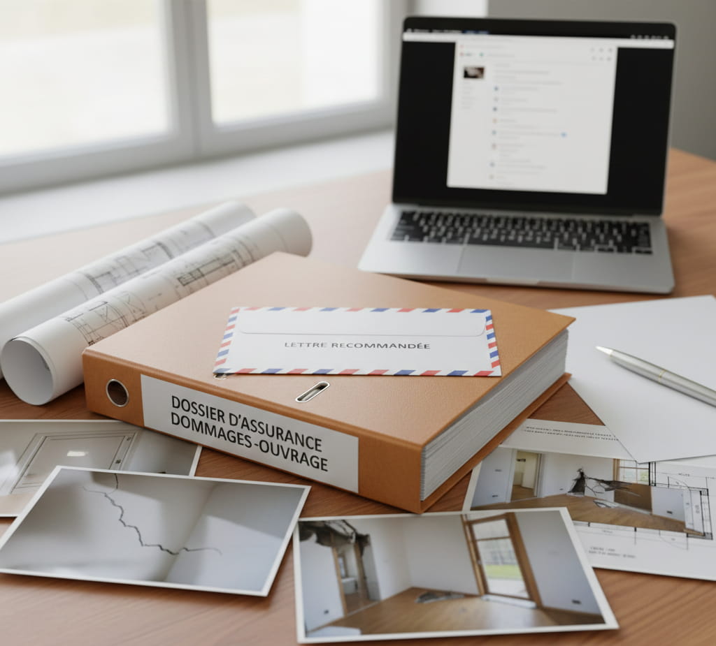 Dossier de déclaration de sinistre décennal auprès de l’assurance dommages-ouvrage pour malfaçons graves