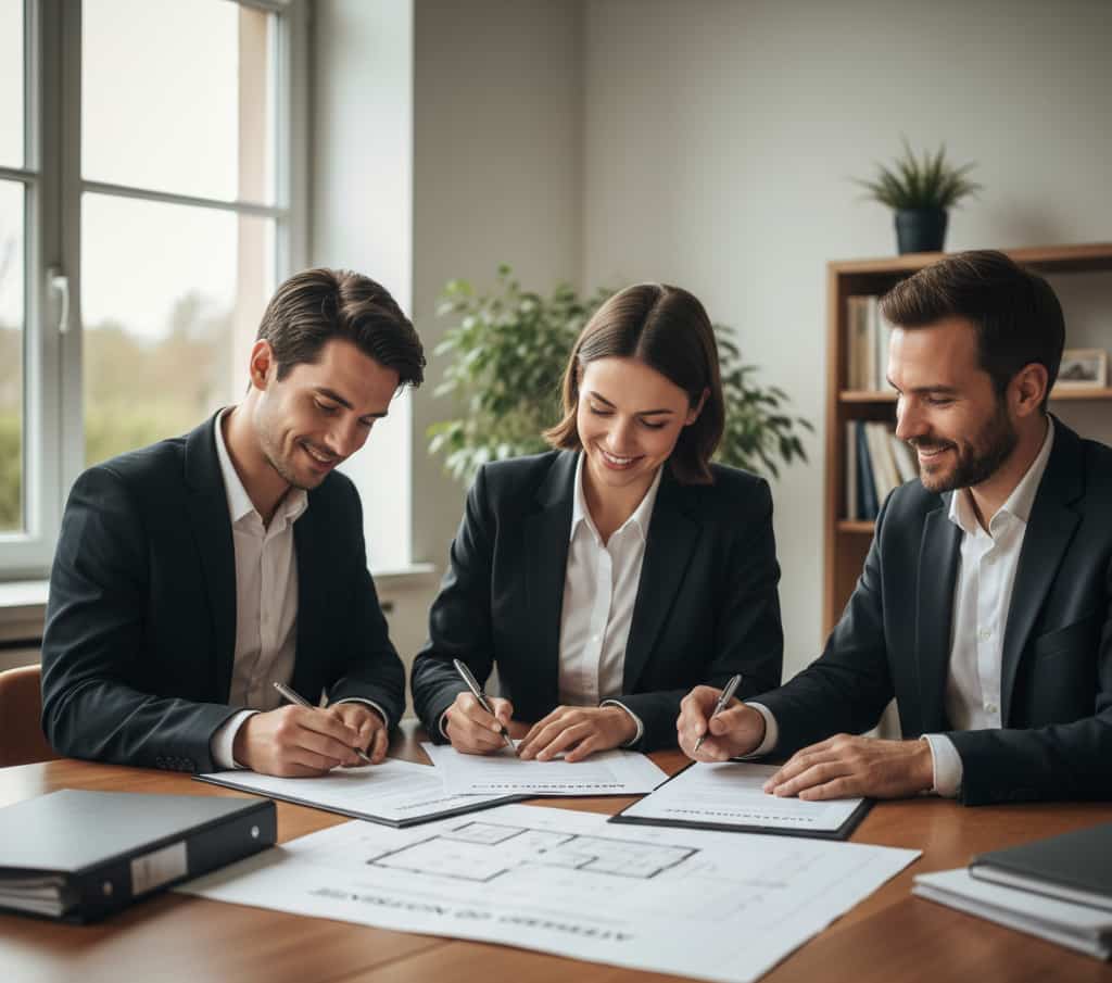 Signature d’un CCMI avec plans de maison et garanties légales du constructeur