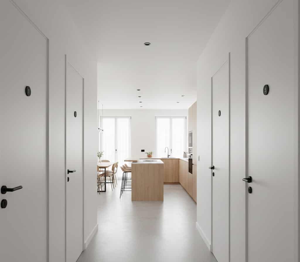 Colocation aménagée dans un appartement avec chambres individuelles et espace commun partagé