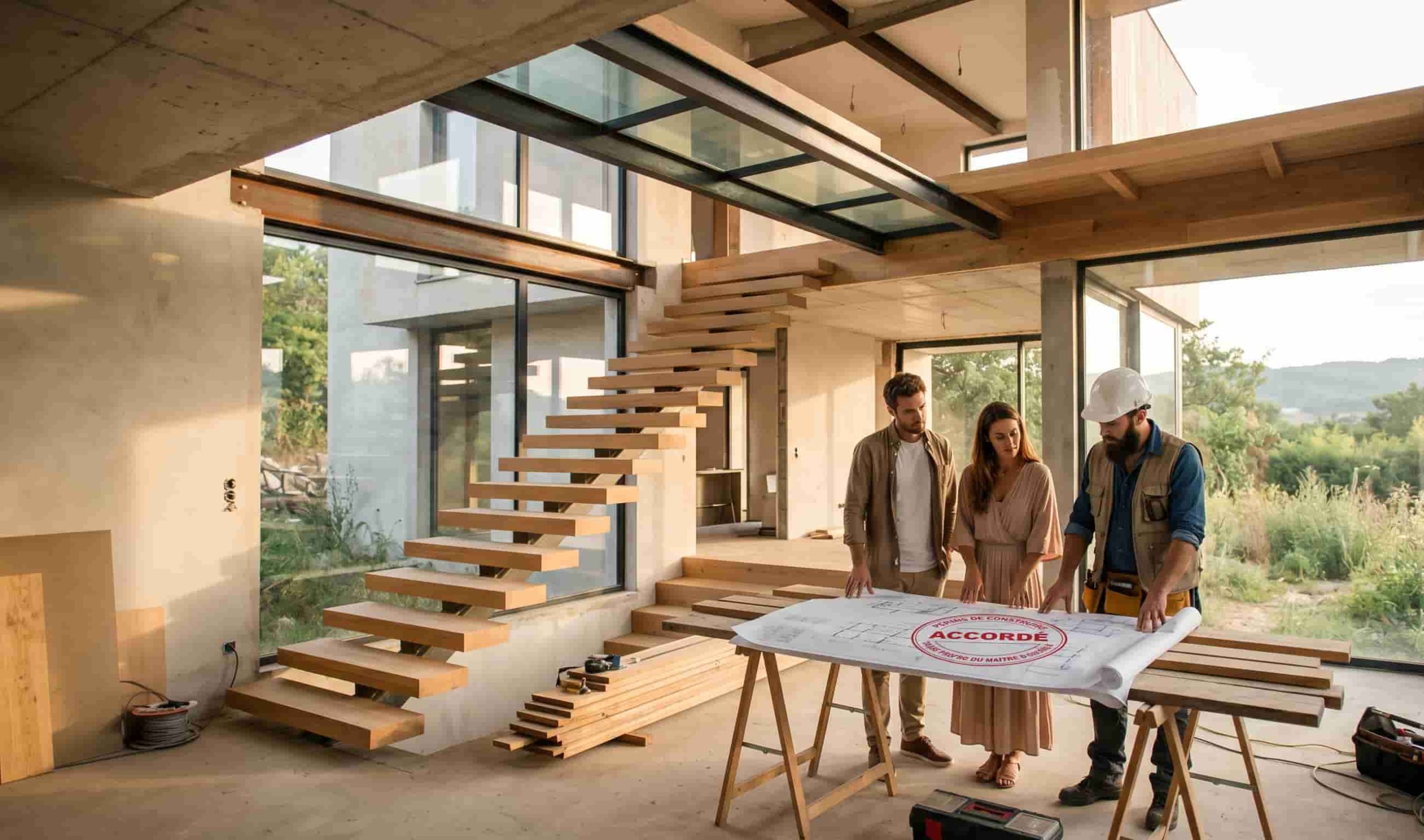 Construction d'une maison individuelle neuve pour l'usage propre du propriétaire, dispensée des normes d'accessibilité PMR selon le Code de la construction et de l'habitation.