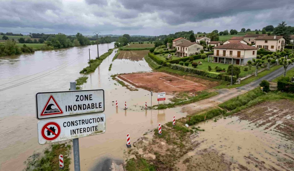 Terrain classé en zone rouge PPRI inconstructible à cause du risque d’inondation en France