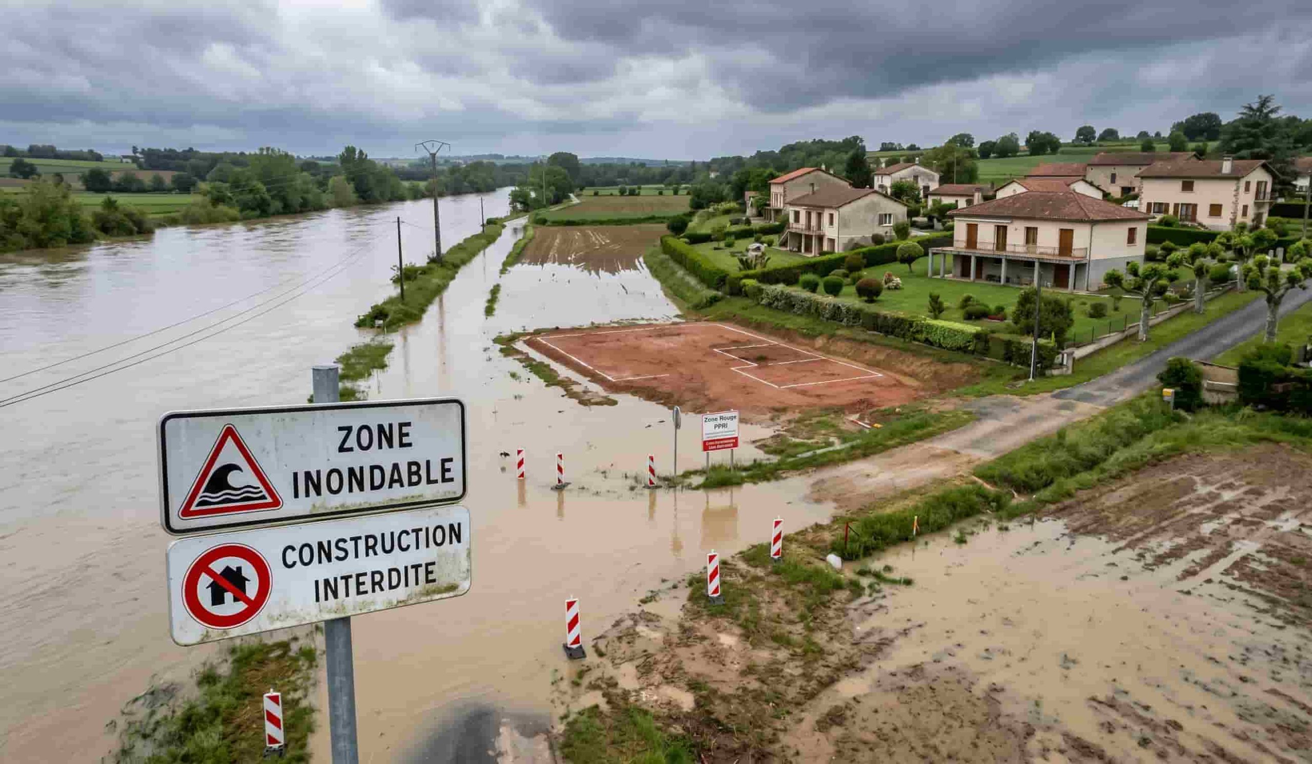 Terrain classé en zone rouge PPRI inconstructible à cause du risque d’inondation en France