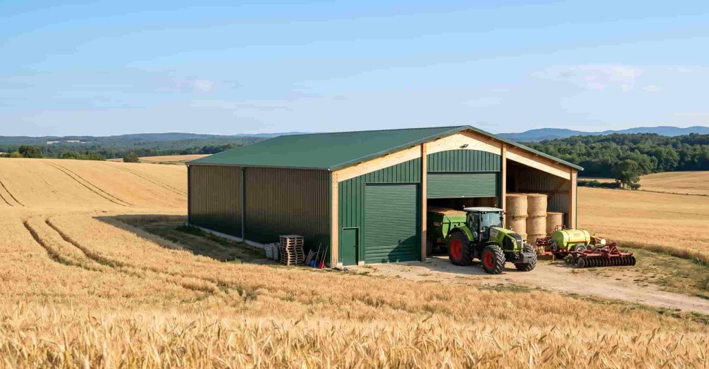 Hangar agricole construit hors zone urbanisée en commune RNU selon l'exception de l'article L111-4 du Code de l'urbanisme.