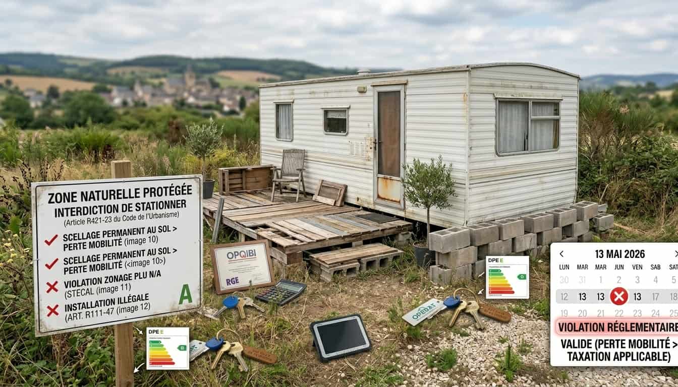 Installation illégale d'un mobil-home sans roues en zone naturelle protégée.