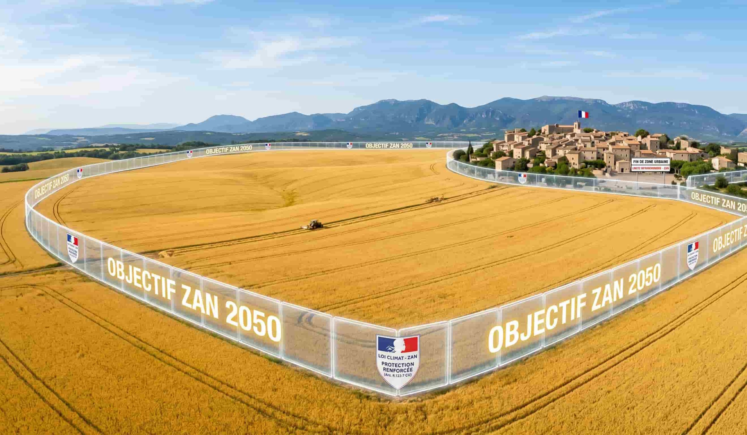 Protection renforcée des terres agricoles en zone A du PLU face aux objectifs de la loi Climat et du ZAN.