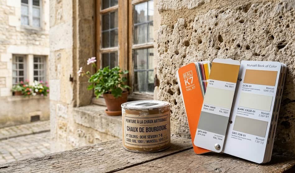 Nuancier de couleurs RAL et Munsell pour le choix d'une peinture de façade conforme aux exigences de l'Architecte des Bâtiments de France.